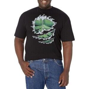 Marvel Mens 2XL Hulk Chest Costume T-Shirt Black Short Sleeve Crewneck NWOT